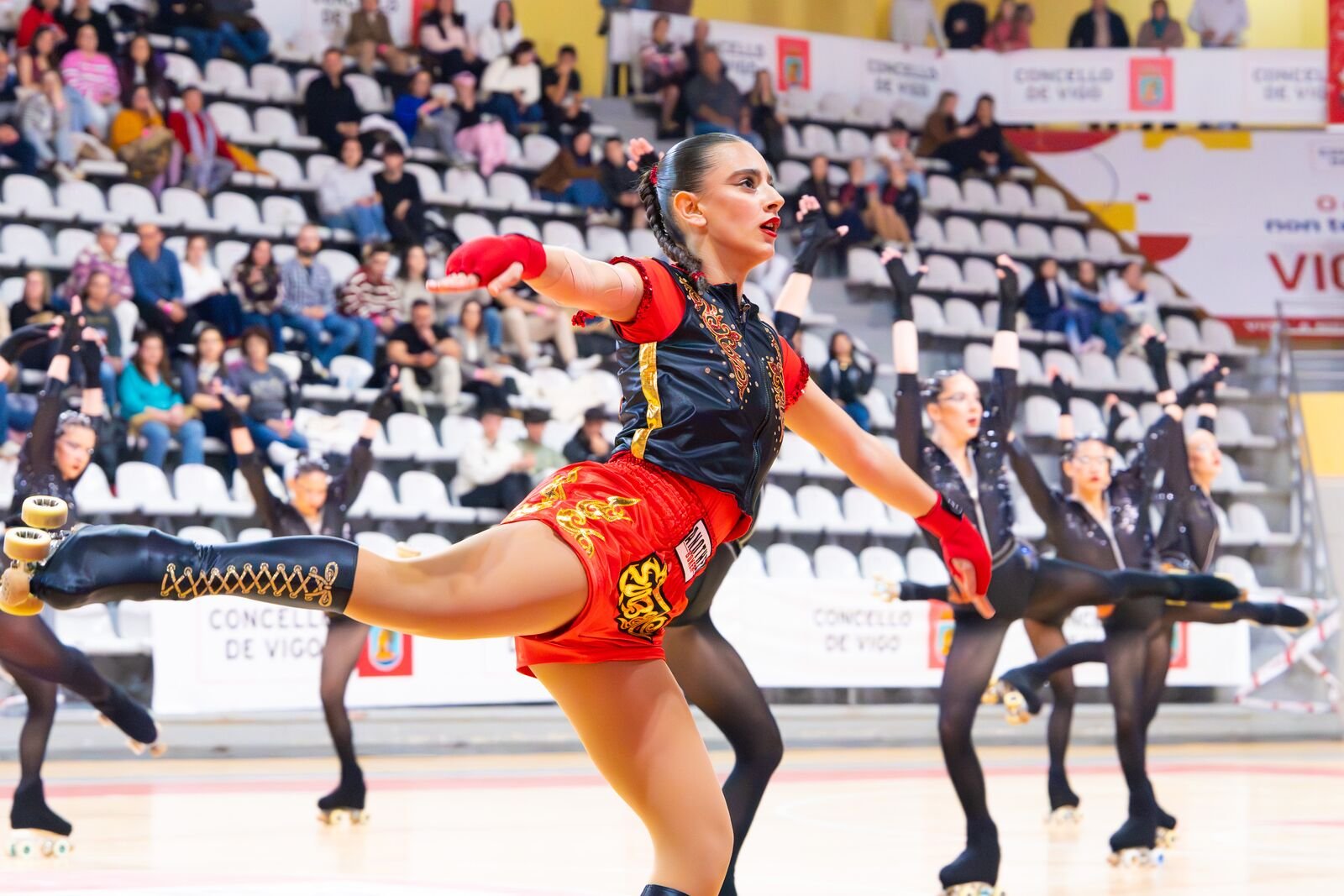 Final de un número de show de patinaje